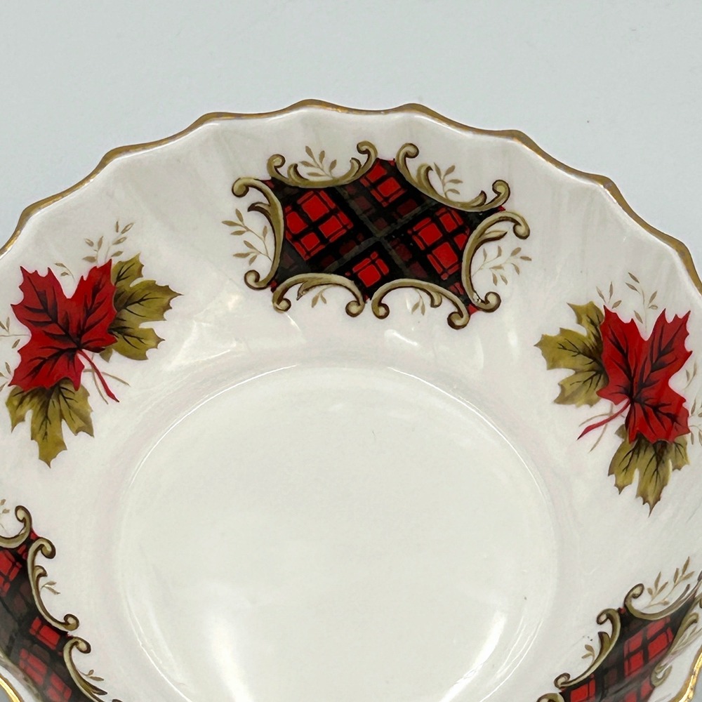 VTG 60s Royal Adderley Maple Leaf Tartan Berry Nut Bowl Fine Bone China‎ England - Picture 6 of 7